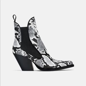 SOLD Zara Faux Snakeskin Ankle Cowboy Boot